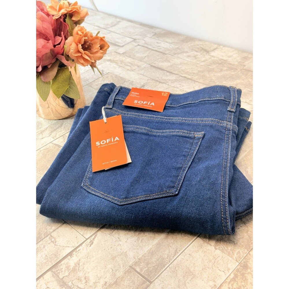 Sofia Jeans by Sofia Vergara High Rise Flare Dark Wash Blue Denim Jeans Size 12 - Picture 10 of 12